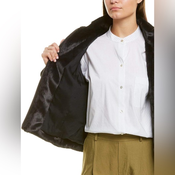 VINCE Faux Fur Bomber Zip Jacket 🖤 - Picture 3 of 10